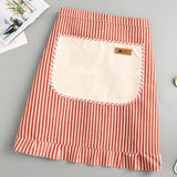 STRIPE HALF LENGTH LINEN COOKING APRON WITH POCKETS_CWMM2033