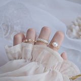 Gentle Retro Style Freshwater Pearl Open-Top Ring