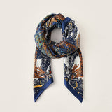 Vintage French Print Scarf 90Cm Silk Feel Square