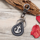 Vintage Mens Bronze Alloy Cowhide Keychain_Cwmm4780