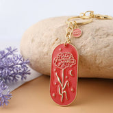 BOTANICAL ENAMEL KEYCHAIN WITH BIRTH FLOWER_CWMM9838