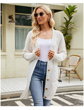Twisted Floral Solid Color V-Neck Knit Cardigan