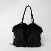 QUILTED PLUSH FUR BAG LARGE SHOULDER HANDBAG_CUAB00537