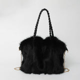 QUILTED PLUSH FUR BAG LARGE SHOULDER HANDBAG_CUAB00537