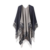 SOLID COLOR DOUBLE SIDED CAPE SHAWL OUTER CAPE_CWASC2134