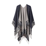 SOLID COLOR DOUBLE SIDED CAPE SHAWL OUTER CAPE_CWASC2134