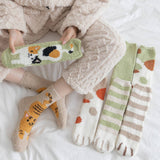 Women Padded Coral Fleece Cat Claw Socks_Cwms0331