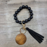 MULTI COLORED WOODEN BEAD BRACELET KEYCHAIN_CWAJE1069
