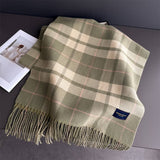 Fresh Plaid Cashmere Feel Tassel Scarf Wrap_Cwasc03245