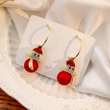 GENTLE CHRISTMAS SNOWMAN CHRISTMAS TREE EARRINGS_CWAJE1836