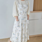 EXTENDED FLORAL PRINT LINEN APRONS WITH POCKETS_CWMM3306