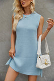 Solid Color Crew Neck Knitted Dress_Cwdsd2454