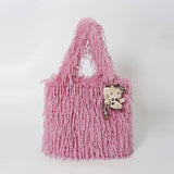 SOFT LAMB FUR TOTE BAG WOMEN FASHION HANDBAG_CUAB00575