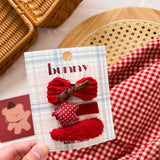 Red Bow Hair Clip Set Kids Simple Style_Cwaha08382