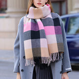 CRINKLE PLAID WINTER SCARF UNISEX SOFT WRAP_CWASC0195