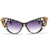 Vintage Diamond Jewelry Cats Eye Sunglasses_Cwasg0791