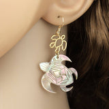 SIMPLE BLACK SHELL CARVED TURTLE EARRINGS_CWMM4328