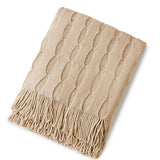 KNITTED THIN TASSEL SOFA BLANKET BED END BLANKET_CWMM0222