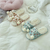 Womens Winter Fur Ball Style Open Toe Slippers_Cwmm2985