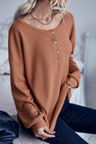 Waffle Solid Cardigan Crewneck Sweater With Base
