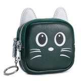 CUTE CAT LEATHER WALLET DOUBLE ZIPPER POUCH_CUAB00383