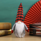 PLAID CHRISTMAS FACELESS DOLL FIGURINE DECORATION_CWMM2854