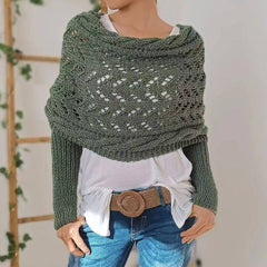 CABLE KNIT INFINITY SCARF WITH SLEEVES FOR FALL _CWASC1537