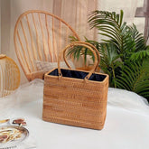 HANDMADE RATTAN BASKET SHELL STORAGE HANDBAG_CWMM4549