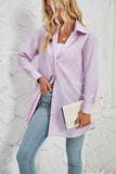Solid Color Fashion Casual Long Sleeve Long Shirt