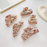 Simple Retro Style Hollow Plaid Hair Claw Clip_Cwaha0736