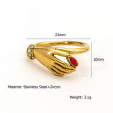 GEOMETRIC CZ STEEL RING WITH LUXE GLOSS FINISH_CWMM8931