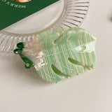 CUTE GREEN FROG GINKGO LEAF HAIR CLIP_CWAHA6013