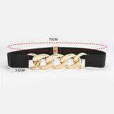 SILVER GOLD CHAIN BLACK STRETCH BELT_CWABE0191