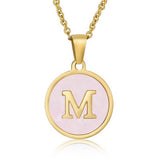 ROUND 18K GOLD STAINLESS STEEL 26LETTERS NECKLACE_CWAJE0683
