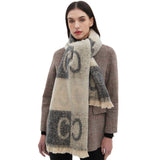 LETTER JACQUARD SCARF WINTER SHORT FRINGE WRAP_CWASC0863