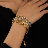 18K GOLD SILVER CHUNKY CHAIN BRACELET STEEL_CWAJE4651