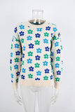 Versatile Flower-Printed Warm Threaded Sweater