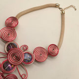 CRYSTAL ALUMINUM WIRE NECKLACE EARRING SET_CWMM4969