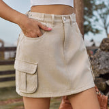 Trendy Denim Skirt With Pocket Cargo