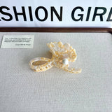 GINKGO LEAF PEARL ACETATE HAIR CLAW CLIP FOR WOMEN_CWAHA5785