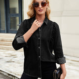 Washed Shoulder-Shrugging Denim Long Sleeve Shirt