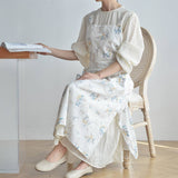 EXTENDED FLORAL PRINT LINEN APRONS WITH POCKETS_CWMM3306