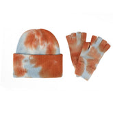 NEW WOOL TIE DYE GLOVES AND HAT TWO PIECE SET_CWMM2864