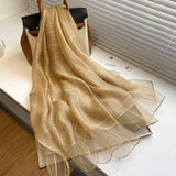 MINIMAL STRIPE SILK WOOL SCARF LIGHTWEIGHT SHAWL_CWASC0599