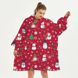 CHRISTMAS REINDEER FLANNEL HOODIE BLANKET GIFT_CWAHA6521