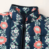 STAND COLLAR FLORAL PRINT LOOSE QUILTED JACKET_CWOJA1560