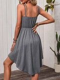 Waist Irregular Beach Solid Color Halter Dress