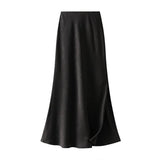DARKPATTERN SATINFISHTAILSKIRTSLIT DRAPELONGSKIRT__CWBMS0295