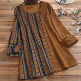 Vintage Crew-Neck Loose-Fitting Long Sleeves