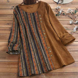 Vintage Crew-Neck Loose-Fitting Long Sleeves